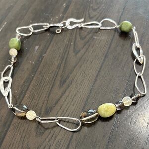 Silpada 925 With Green Jade and Smoky Beads